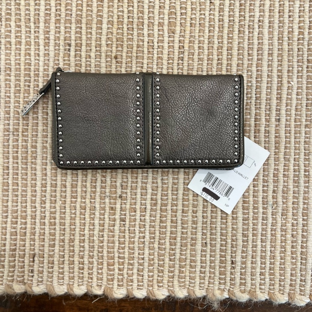 Studded Gray Leather Wallet